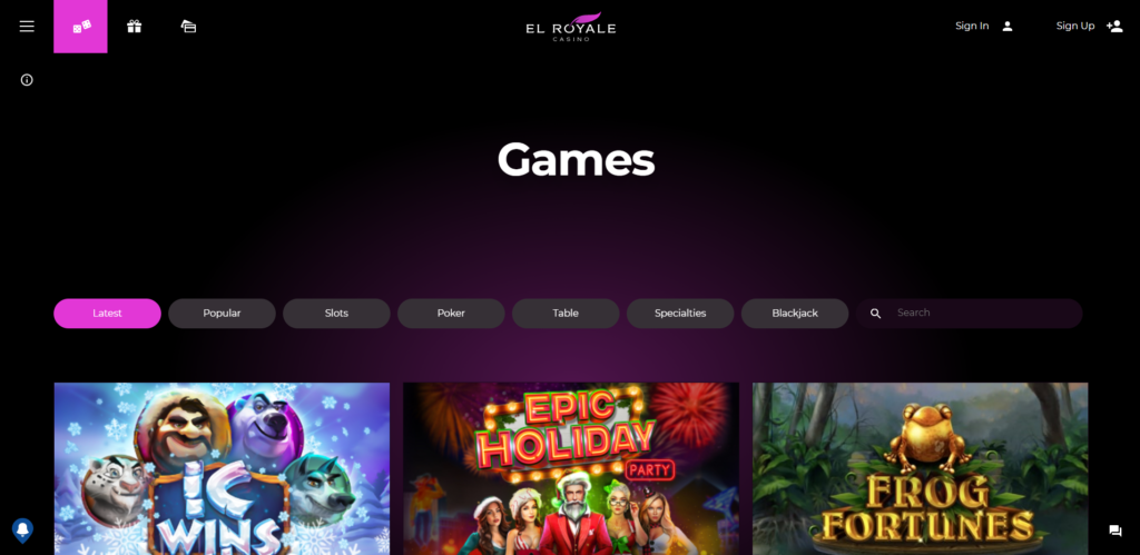 El Royale Casino Game Selection